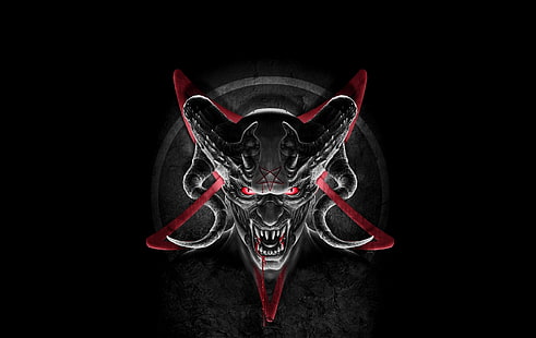 siyah ve kırmızı pentagram duvar kağıdı, kan, yıldız, iblis, dişleri, boynuzları, şeytan, Şeytan, pentagrama, HD masaüstü duvar kağıdı HD wallpaper