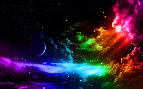 الغيوم الفضاء الخارجي الكواكب الملونة أقواس قزح skyscapes 1680x1050 Space Planets HD Art ، السحب ، الفضاء الخارجي، خلفية HD HD wallpaper