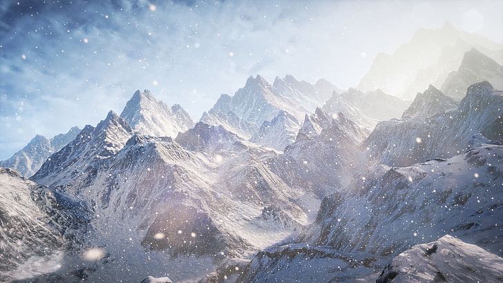 gunung yang tertutup salju, pegunungan, salju, Wallpaper HD