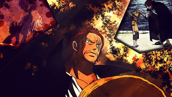 อะนิเมะ, One Piece, Monkey D.Luffy, Shanks (วันพีช), วอลล์เปเปอร์ HD HD wallpaper