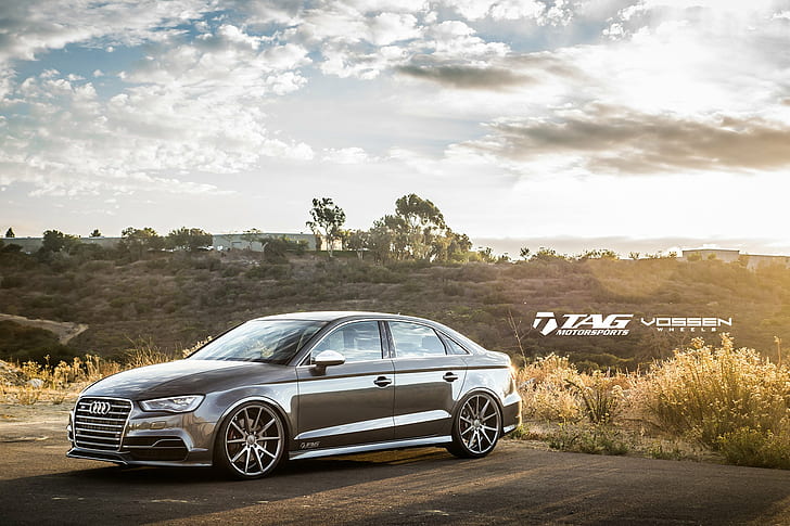 2014, Audi, Autos, grau, Limousine, Tuning, Vossen, Rad, HD-Hintergrundbild