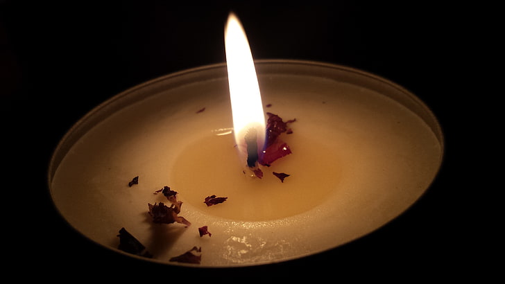 candele, rilassante, relax, buio, fuoco, caldo, petali di fiori, Sfondo HD