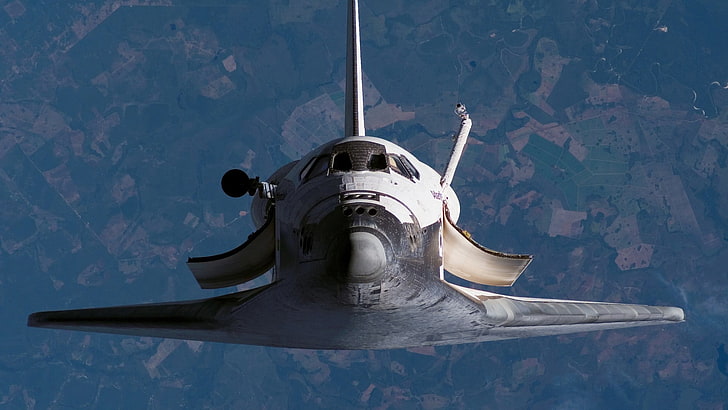 white space shuttle, rocket, flight, space, HD wallpaper