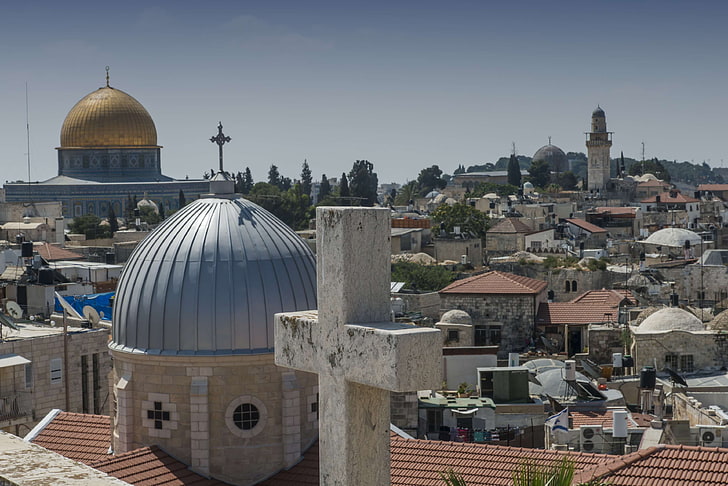 Jerusalem, sky, sunset, cross, Holy City, church, Dome of the Rock, HD  wallpaper | Wallpaperbetter