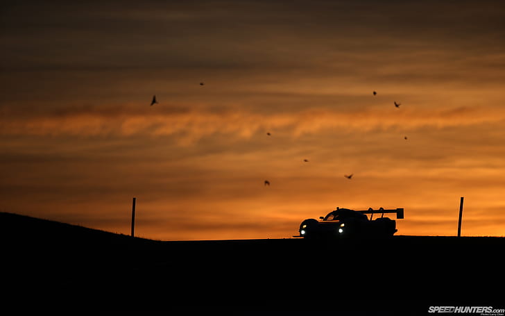 Race Car Sunset Silhouette HD, cars, car, sunset, race, silhouette, HD wallpaper