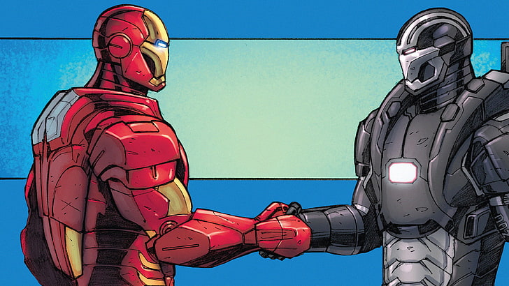 1920x1080 px Fondo azul cómics Apretón de manos Iron man Marvel Comics Tony Stark Warmachine Anime Akira HD Art, cómics, Iron Man, warmachine, Marvel Comics, fondo azul, Tony Stark, 1920x1080 px, Handshake, Fondo de pantalla HD