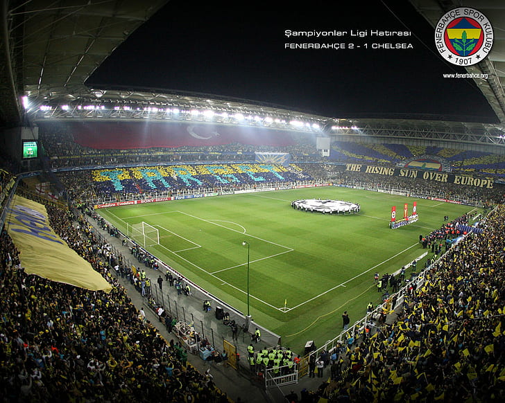 Fenerbahçe, stadium, Turkey, flag, HD wallpaper