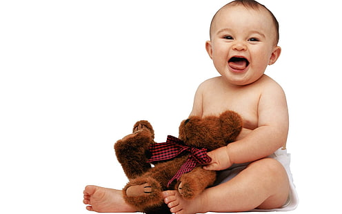 Süßes Baby mit Teddy, mit, süß, Baby, Teddy, HD-Hintergrundbild HD wallpaper