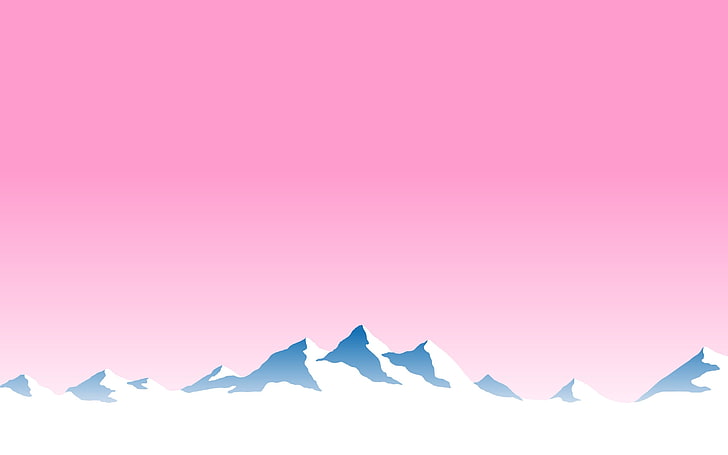 заснежена планинска илюстрация, планини, розово, пейзаж, Евиан (вода), HD тапет