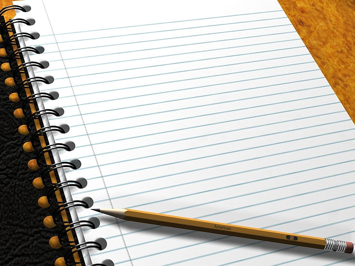 brauner Bleistift, Notizblock, Bleistift, Notizbuch, HD-Hintergrundbild