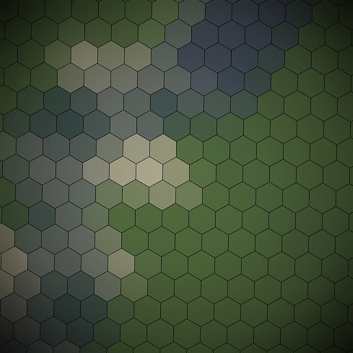 karya seni, hijau, pola, pola sarang lebah, segi enam, Wallpaper HD