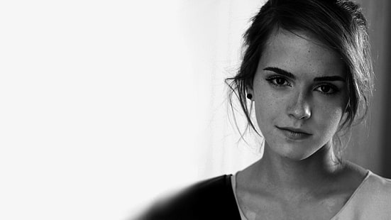 Emma Watson, monochrome, actress, women, model, HD wallpaper HD wallpaper