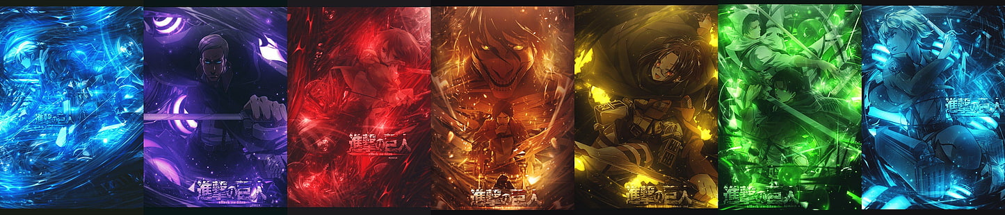 Armin Arlert, Eren Jeager, Erwin Smith, Levi Ackerman, Mikasa Ackerman, Shingeki No Kyojin, Sfondo HD HD wallpaper
