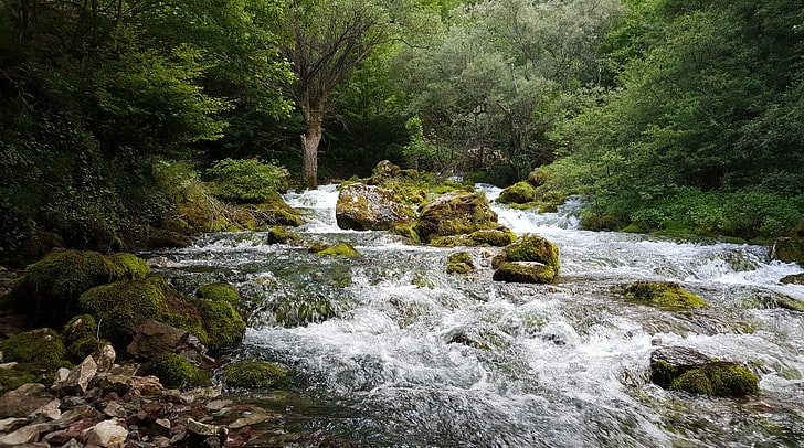 River Kosovo, green-and-black rocks, Nature, Rivers, kosovo, river, drini, ibardhe, clean, HD wallpaper