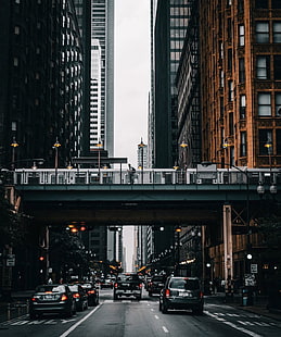 都市の景観、通り、シカゴ、都市、電車、 HDデスクトップの壁紙 HD wallpaper