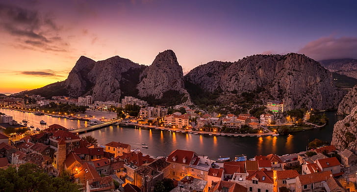 Croacia, Omis, Split-Dalmacia, Blue Panorama, Fondo de pantalla HD