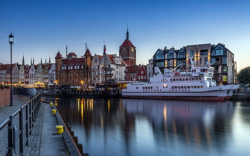 Poland Gdansk City Port Evening, HD wallpaper HD wallpaper