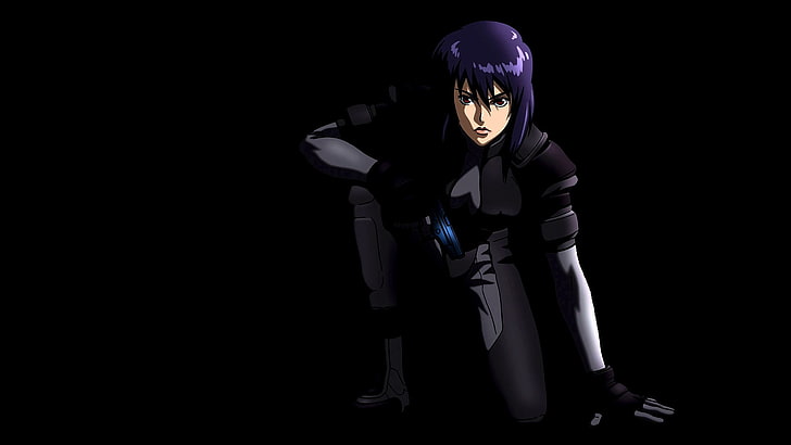 Ghost in the Shell female character, anime, look, glance, posture, gun, HD wallpaper