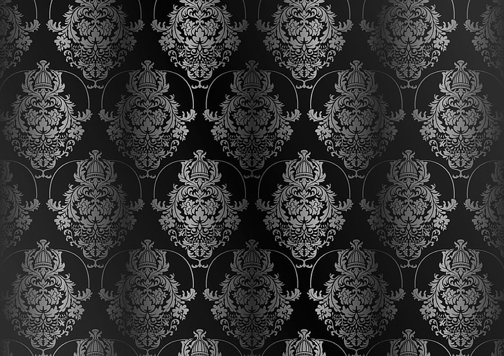 black and gray textile, retro, pattern, vector, dark, black, ornament, vintage, texture, background, gradient, HD wallpaper