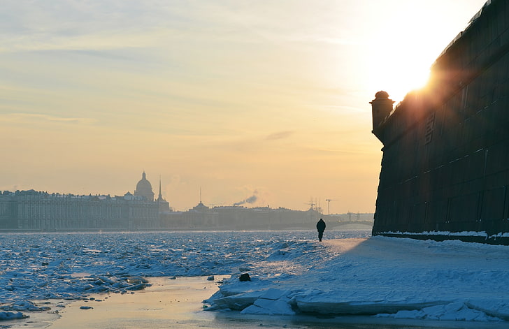 stad, St Petersburg, snö, HD tapet