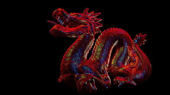 dragão, 3D, estrutura de arame, HD papel de parede HD wallpaper