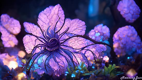  AI, AI art, Ai Dai, MeaningJun, purple flowers, Midjourney AI, violet, AI painting, HD wallpaper HD wallpaper