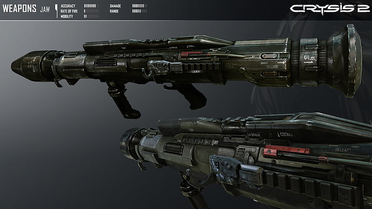 зеленая и черная иллюстрация игры Crysis, видеоигры, Crysis, оружие, Crysis 2, HD обои