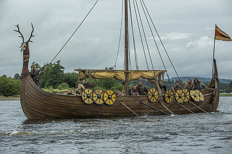barco marrom, a série, Vikings, Os Vikings, 