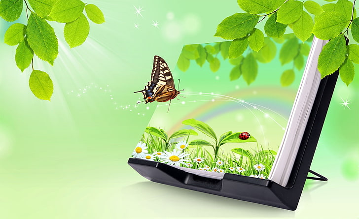 Digital Composite Spring 4, brown butterfly clipart, Seasons, Spring, Digital, Composite, HD wallpaper