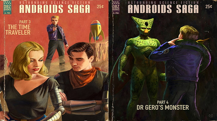 Androids Saga comic books, book cover, Dragon Ball Z, androids, Android 18, Android 17, Trunks (character), Dragon Ball, HD wallpaper
