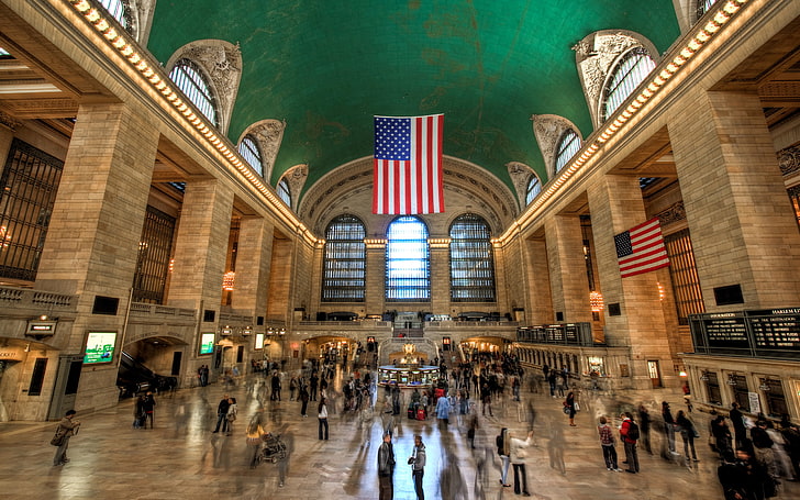 The Grand Central, architecture, brown, canon, canoneos500d, grandcentralterminal, highdynamicrange, landmarks, newyork, newyorkcity, people, photography, HD wallpaper