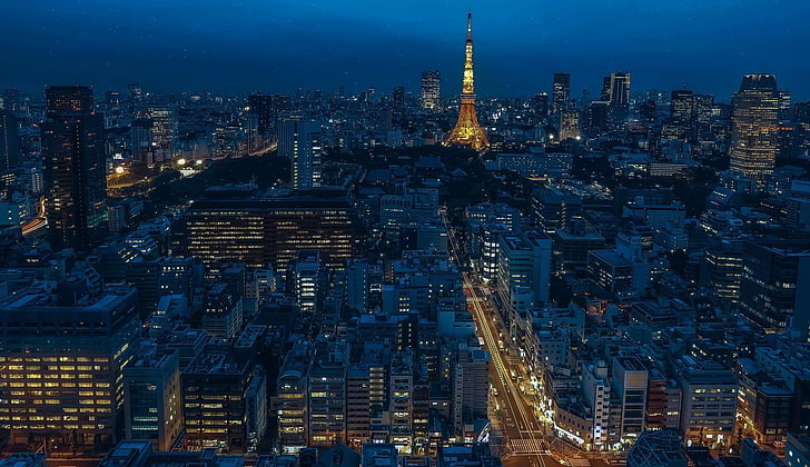 建築、建物、都市、街の明かり、都市の景観、ダウンタウン、夕暮れ、夕方、照らされた、日本、ライト、現代の、夜、アウトドア、スカイライン、高層ビル、日没、一番高い、東京タワー、タワー、旅行、都市、 HDデスクトップの壁紙