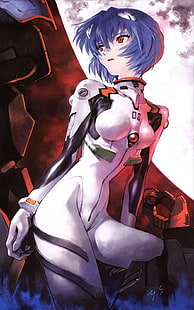 امرأة ترتدي ورق حائط درع أبيض ، أنيمي ، Neon Genesis Evangelion ، Ayanami Rei ، فتيات أنيمي، خلفية HD HD wallpaper