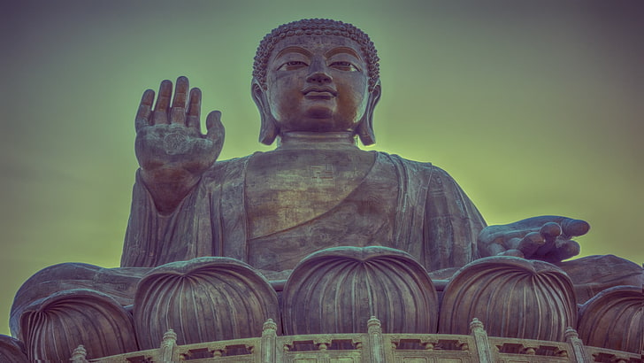 brązowy obraz w ramie przedstawiający kobietę, Buddę, Buddę Tian Tan, Tapety HD