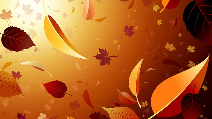 papel de parede digital de folha de outono e folha de bordo, arte digital, marrom, CGI, folhas, folhas de bordo, outono, minimalismo, HD papel de parede