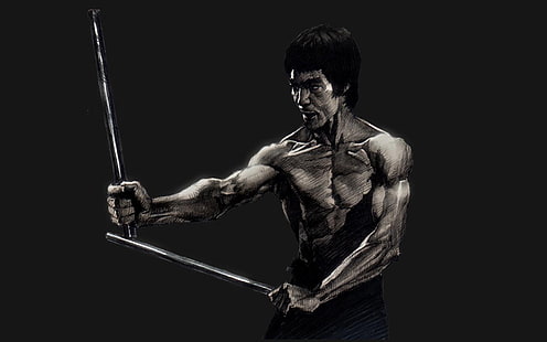 men, actor, celebrity, warrior, Bruce Lee, artwork, HD wallpaper HD wallpaper