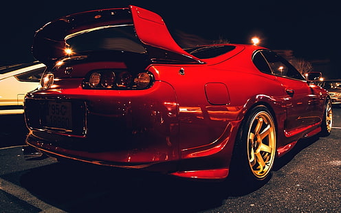 รถเก๋งสีแดง, Toyota Supra, Supra, รถยนต์สีแดง, Toyota, รถ, วอลล์เปเปอร์ HD HD wallpaper