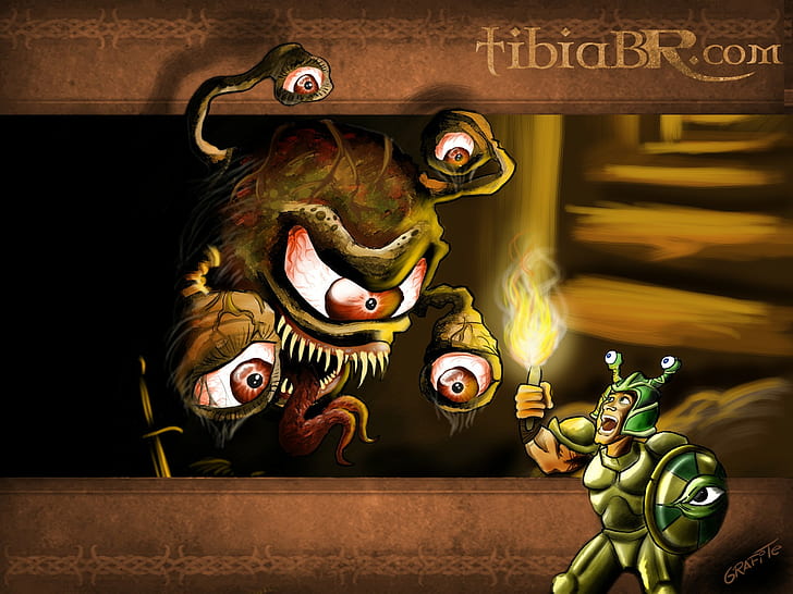 Tibia, PC Gaming, RPG, Creature, Drawing, Warrior, tibia, pc gaming, rpg, creature, drawing, warrior, HD wallpaper