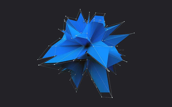 син геометричен тапет, абстрактно, HD тапет