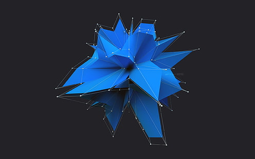 синие геометрические обои, аннотация, HD обои HD wallpaper