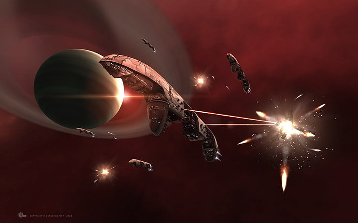 иллюстрация серого космического корабля, видеоигра, EVE Online, HD обои