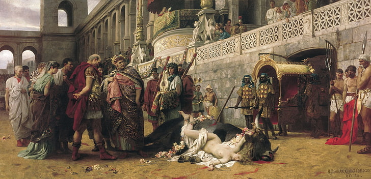 roman painting of people and soldier, Henryk Siemiradzki, Christian Dirce, painting, HD wallpaper