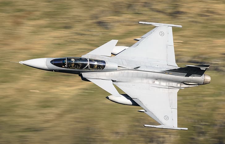 يمكن لـ JAS 39 Gripen ، مقاتلة الجيل الرابع ، مقاتلة متعددة الأدوار، خلفية HD