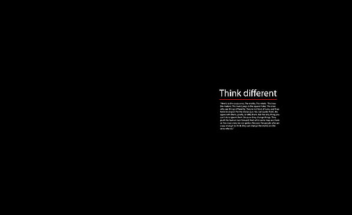 Think Different, czarne tło z nakładką tekstową, komputery, Mac, Apple, iOS, iPhone, iPod, iPad, Think different, Mac Book, Tapety HD HD wallpaper