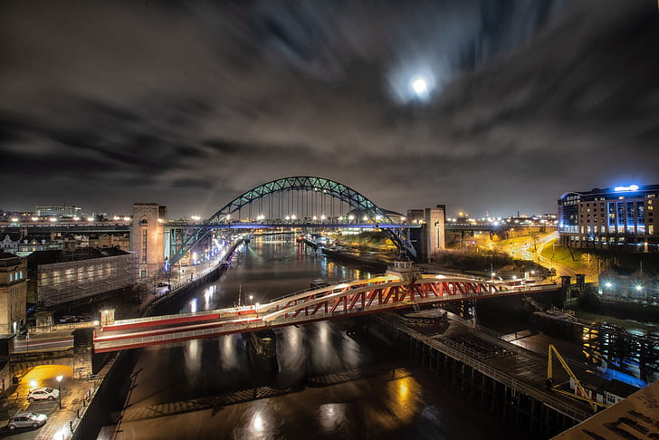 New 52, Newcastle-Upon-Tyne, landscape, night, HD wallpaper