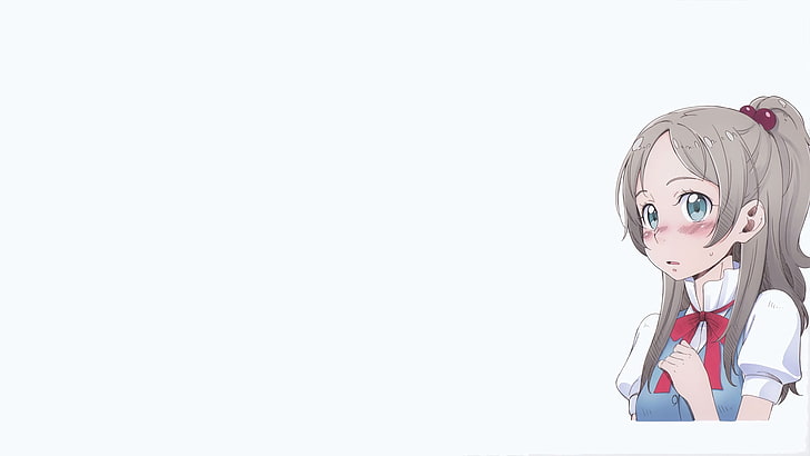 gadis anime, latar belakang putih, Wallpaper HD
