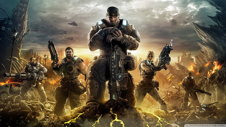 war game wallpaper screenshot, Gears of War, video games, Gears of War 3, HD wallpaper