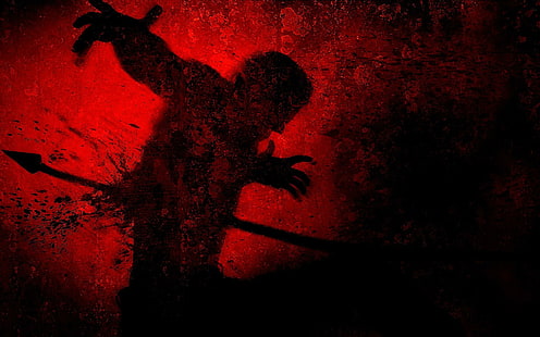 Murder shadow, silhouette of man stab with spear, artistic, 1920x1200, shadow, murder, HD wallpaper HD wallpaper