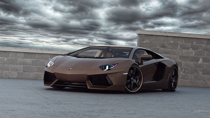 black luxury car, Lamborghini Aventador, Lamborghini, car, vehicle, HD wallpaper