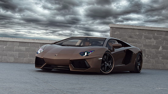 black luxury car, Lamborghini Aventador, Lamborghini, car, vehicle, HD wallpaper HD wallpaper